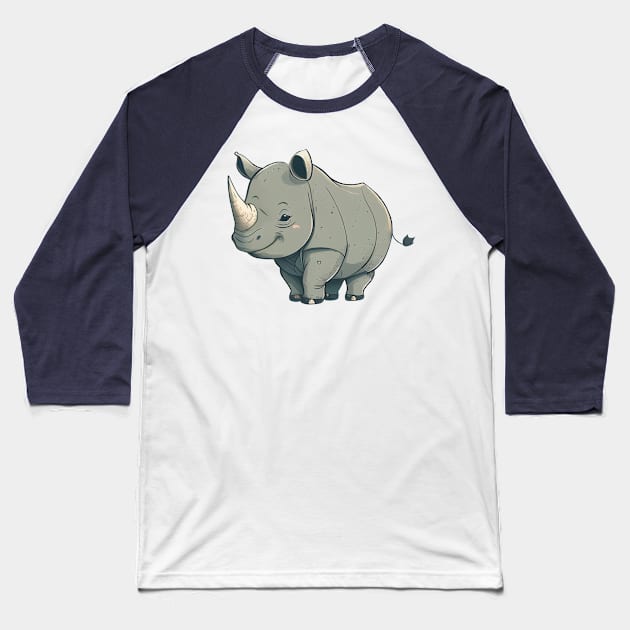 Baby Rhino - Cute Baseball T-Shirt by Bondoboxy